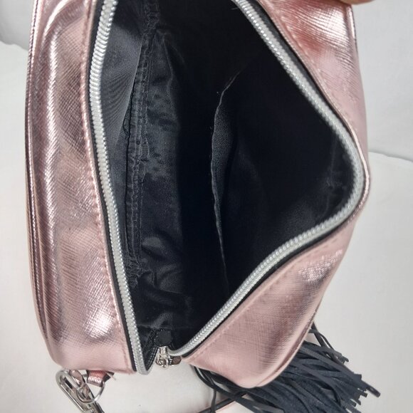 Victoria's Secret Metallic Rose Pink Small Crossbody Tassel Purse Clutch - Picture 9 of 15
